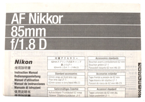 Nikon foglio uso nikkor - d'uso,